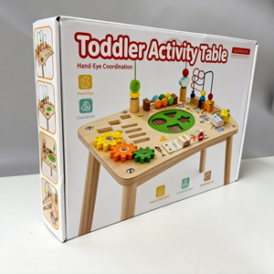 Nouvelle table <span class=keywords><strong>d</strong></span>'activités Montessori en bois, 40 pièces, pour tout-petits de 0 à 3 mois, <span class=keywords><strong>centre</strong></span> <span class=keywords><strong>d</strong></span>'activités sensorielles éducatif avec lumières LED et loquets - Product Image 4