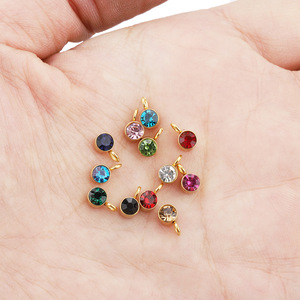 4mm Gold Plated Zircon Birthstone Pendant Round Charm DIY Jewelry Accessory - Product Image 2