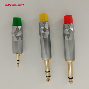 Forma de diamante 6,35mm Ts Mono macho <span class=keywords><strong>Jack</strong></span> conector niquelado cobre Ofc cobre 1/4 enchufe guitarra mezclador Audio 6,35mm Jacks - Product Image 3