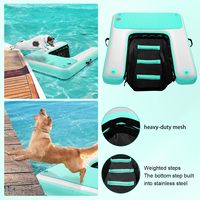 Plateforme flottante gonflable robuste pour chiens, rampe aquatique pliable pour animaux de compagnie, plateforme d'accès sécurisée pour chiens de petite, moyenne et grande taille jusqu'à 220 livres