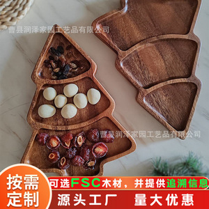 Solid Wood <b>Christmas</b> <b>Tree</b> Shaped Tray Divided Dish For Dessert Snack Fruit Household Tabletop Use - Product Image 2