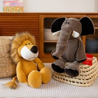M Meilleures ventes : Série Simulation de la Jungle de Dessins Animés - Lion, Tigre, Singe, Éléphant, Raton Laveur, Zèbre - Peluches et Poupées en Coton PP