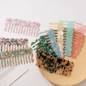 SAIYII Color personalizado 2,5mm de espesor antiestático desenredante peines tortuga celulosa acetato peine de dientes anchos con logotipo