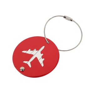 New Arrival Wholesale Round Aluminum Travel Luggage Tag Hollow Out Aircraft Design with Metallic Letter Pattern - Product Image 3