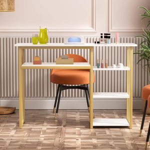 โต๊ะทำเล็บสีชมพูสำหรับช่างเทคนิค Modern Double Modernas พร้อมชุดเก้าอี้ เฟอร์นิเจอร์ร้านเสริมสวย สำหรับทำเล็บเจล - Product Image 1