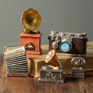 Juego de Figuras de Resina <span class=keywords><strong>Vintage</strong></span> - <span class=keywords><strong>Mini</strong></span> Estatuas Retro de Fonógrafo y Cámara para Decoración del Hogar y Accesorios de Fotografía - Product Image 4