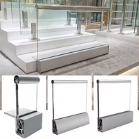 Rampe d'escalier moderne en verre sans cadre HDSAFE HD-L006 en alliage d'aluminium, main courante en U, montage au sol, balustrade intérieure