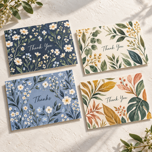 Cartes de remerciement élégantes à l'<span class=keywords><strong>aquarelle</strong></span> florale, personnalisables, motifs naturels de <span class=keywords><strong>feuilles</strong></span> florales, pack de cartes de remerciement pour mariage - Product Image 1