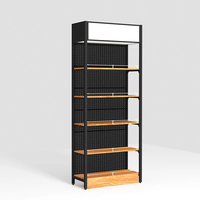 Étagère de présentation multi-niveaux personnalisable en bois avec bibliothèque