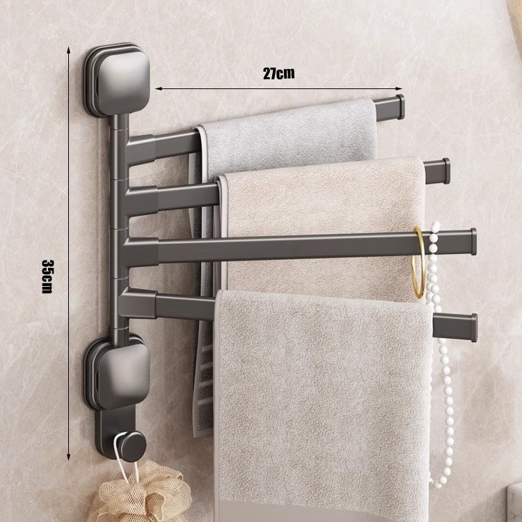 Gunmetal Gray - Four Rods [Non-marking Suction Cup 180° Rotatable]