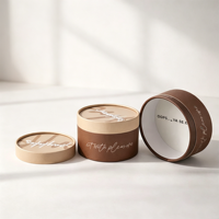 Boîte en carton kraft de qualité alimentaire pour gâteaux et desserts, design personnalisé, tube cylindrique de luxe pour biscuits et cheesecakes, emballage en tube de papier