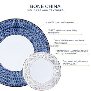 酒店供应商骨瓷餐盘批发豪华骨瓷餐盘套装压花酒店餐盘 - Product Image 4