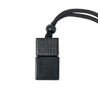 Flacon diffuseur de parfum pour voiture en verre noir carré de 8 ml avec couvercle en bois, vide, à suspendre