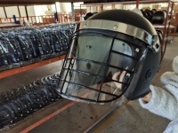 Casque en polycarbonate avec protection en maille métallique, anti-coupure, résistant au feu, anti-émeute, avec visière plate et incurvée