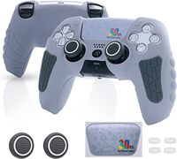 Pour PS5 Controller Cover Case Anti-dérapant Silicone Cover Skin Compatible avec PS5 Controller avec Thumb Grip Cap sticker