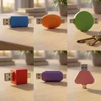USB Flash Drive Bentuk Kartun Custom 2.0 OTG 4GB 8GB 16GB 32GB 64GB USB 3.0 dengan Cover Karet PVC, Hadiah Promosi
