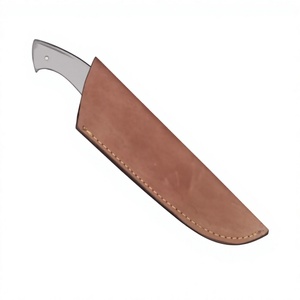 Cuchillos de caza de acero damasco hechos a mano con mango de madera y funda de cuero para uso en camping al aire libre, duraderos y con filo suave. - Product Image 5