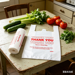 ถุงเสื้อกั๊กพลาสติก HDPE แบบใช้แล้วทิ้ง ทนทาน เปิดง่าย เหมาะสำหรับอาหารแบบนำกลับบ้าน บริการร้านอาหาร ร้านขายของชำ ธุรกิจค้าปลีก - Product Image 1