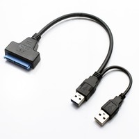 Câble de disque dur pour ordinateur portable à double adaptateur USB3.0 vers SATA Boîtier de disque dur externe 3.0 avec compatibilité USB2.0