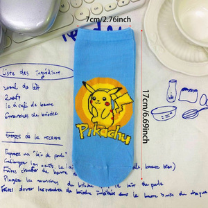 Pikachu Anime Cartoon Ankle <b>Socks</b> <b>Breathable</b> Sweat Absorbing Women's Short <b>Socks</b> 17cm Blue Pokmon Design - Product Image 1
