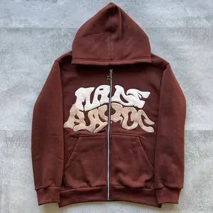 Hochwertiger OEM individueller Reißverschluss Hoodie Puffdruck