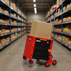 Carrito de compras plegable de plástico con ruedas de PU de 4'' y diseño de plataforma para uso en almacenes y supermercados - Product Image 2
