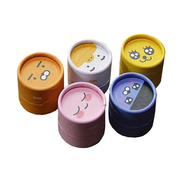 Custom cute design printed small round paper package gift tube box for cosmetic packaging