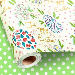 Easter Wrapping <b>Paper</b> <b>Roll</b> 17x33 Feet Floral Spring Design Double Sided Eco Friendly Gift <b>Wrap</b> For Holiday Baby Shower Birthday - Product Image 1