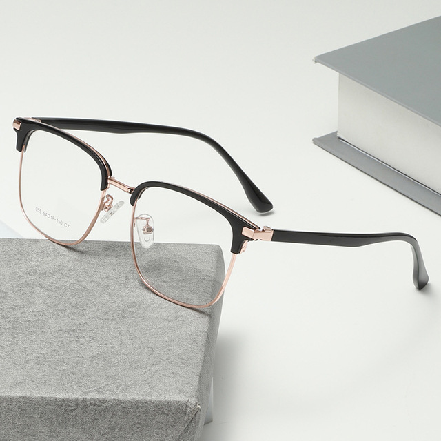 2026 New Retro Metal Anti-Blue Light Glasses Men Semi-Rim Business TR Brow Frame Eyeglasses Optical Frames
