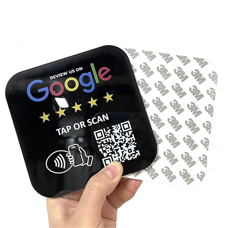 Tarjeta de placa NFC acrílica NTAG216 888byte Google Review con código QR único