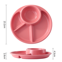 Assiette segmentée de style japonais avec ensemble de vaisselle pour enfants, assiette à riz à trois compartiments, assiette à collation segmentée, assiette à petit-déjeuner