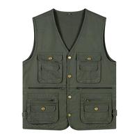 Chaleco de Fotografía Casual de Invierno 100% Algodón ODM con Múltiples Bolsillos y Botones a Presión de Latón, Ropa Exterior para Hombre OEM Lavable