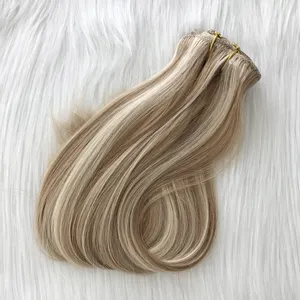 Popular mercado de Australia balayage piano color de cabello clip en extensiones de cabello doble dibujado