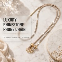 Tali Gantungan Ponsel 120cm Bertabur Rhinestone Kristal, Rantai Ponsel Berlian, Tali Tas Berkilau, Aksesoris Fashion Wanita