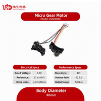Moteur pas à pas micro 6 mm VGSM0608 NEMA 3 3,3 V 2 phases 18 degrés avec boîte de vitesses 80,5:1 pour équipement médical et caméras