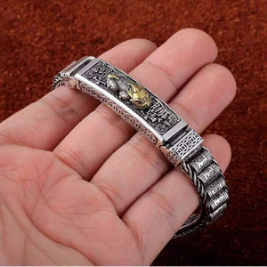 กำไลข้อมือปี่เซียะสไตล์จีนโบราณ ขายส่ง ขนาด 18 ซม. 20 ซม. 22 ซม. เครื่องรางนำโชค ป้องกันภัย สำหรับผู้ชาย - Product Image 3