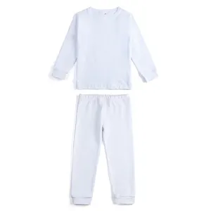 Thiết Kế Đồ Ngủ Trắng 100% Polyester Thăng Hoa Blanks Hai Cái Đặt Giáng Sinh Đồ Ngủ Trẻ Em Pijama