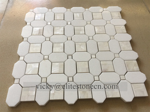 Pallas Water Jet Football Design madreperla conchiglia di <span class=keywords><strong>mare</strong></span> e tessere di mosaico in pietra di marmo bianco Thassos - Product Image 6