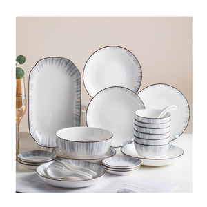 Juego de <span class=keywords><strong>vajilla</strong></span> de cerámica nórdica para el hogar, cuencos creativos para arroz, sopa, juego completo de platos, venta al por mayor - Product Image 5