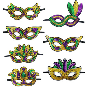 Mardi Gras Glitter Lentejuelas Bordado Mascarada Mascarilla Año Nuevo <span class=keywords><strong>Carnaval</strong></span> y Día <span class=keywords><strong>de</strong></span> San Patricio Accesorios <span class=keywords><strong>de</strong></span> fiesta - Product Image 4
