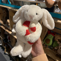 Jellcatt UK Weiches Weißes Bashful Bunny Plüschtier mit Weihnachtszuckerstange, Weihnachts- und Erntedankgeschenk Gefüllter Hase