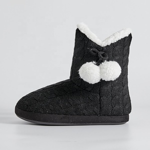 Woman Women Women's Ladies Winter Warm Cable <strong>Knitted</strong> Indoor Floor Room Fluffy Sherpa Lined Non-slip Home <strong>Slippers</strong> Booties <strong>Boots</strong> - Product Image 6