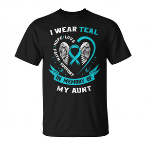 Camiseta para niños con la inscripción 'I Wear Teal For My Aunt Ovarian Cancer Awareness Ribbon' - Product Image 2