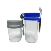 Conteneur <span class=keywords><strong>d</strong></span>'<span class=keywords><strong>avoine</strong></span> de nuit bocaux Mason 10oz <span class=keywords><strong>yaourt</strong></span> <span class=keywords><strong>avoine</strong></span> verre mise en conserve avec couvercles <span class=keywords><strong>et</strong></span> cuillère pour petit <span class=keywords><strong>d</strong></span>éjeuner portable - Product Image 3
