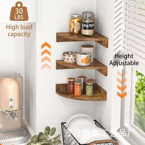 Wall Corner Wooden <b>Shelf</b> 3 Tier Wall Mounted Storage Rack For Books And Miscellaneous Items <b>Bedroom</b> Study Organization - Product Image 5