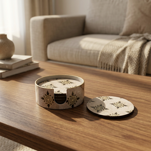 Handcrafted Modern Polished Wooden Round Coasters Natural Wood Beverage Set Drink <b>Mats</b> Coffee Tea Wine Glasses Table <b>Plate</b> Dish - Product Image 2