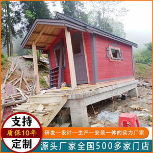 Cabaña de madera personalizada con porche para acampar y vivir al aire libre, construcción de madera tratada térmicamente, estilo tradicional - Product Image 3