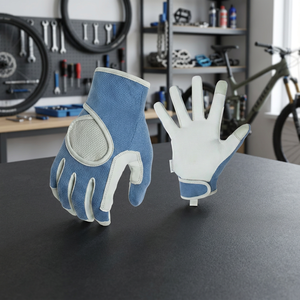 Gants de travail antidérapants en PU JNA GROUP, bleu et blanc, avec poignet élastique, bouts des doigts texturés, sans latex, gants de sécurité à usage général, taille 4 - Product Image 2