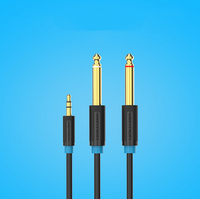 Vente en gros 3.5mm 1/8 "TrS à double 6.35mm 1/4" TS Mono Splitter câble Audio