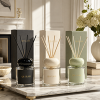Bouteille diffuseur de parfum en verre transparent 150 ml avec bâtonnets, étiquettes personnalisées, pour décoration intérieure, avec boîte